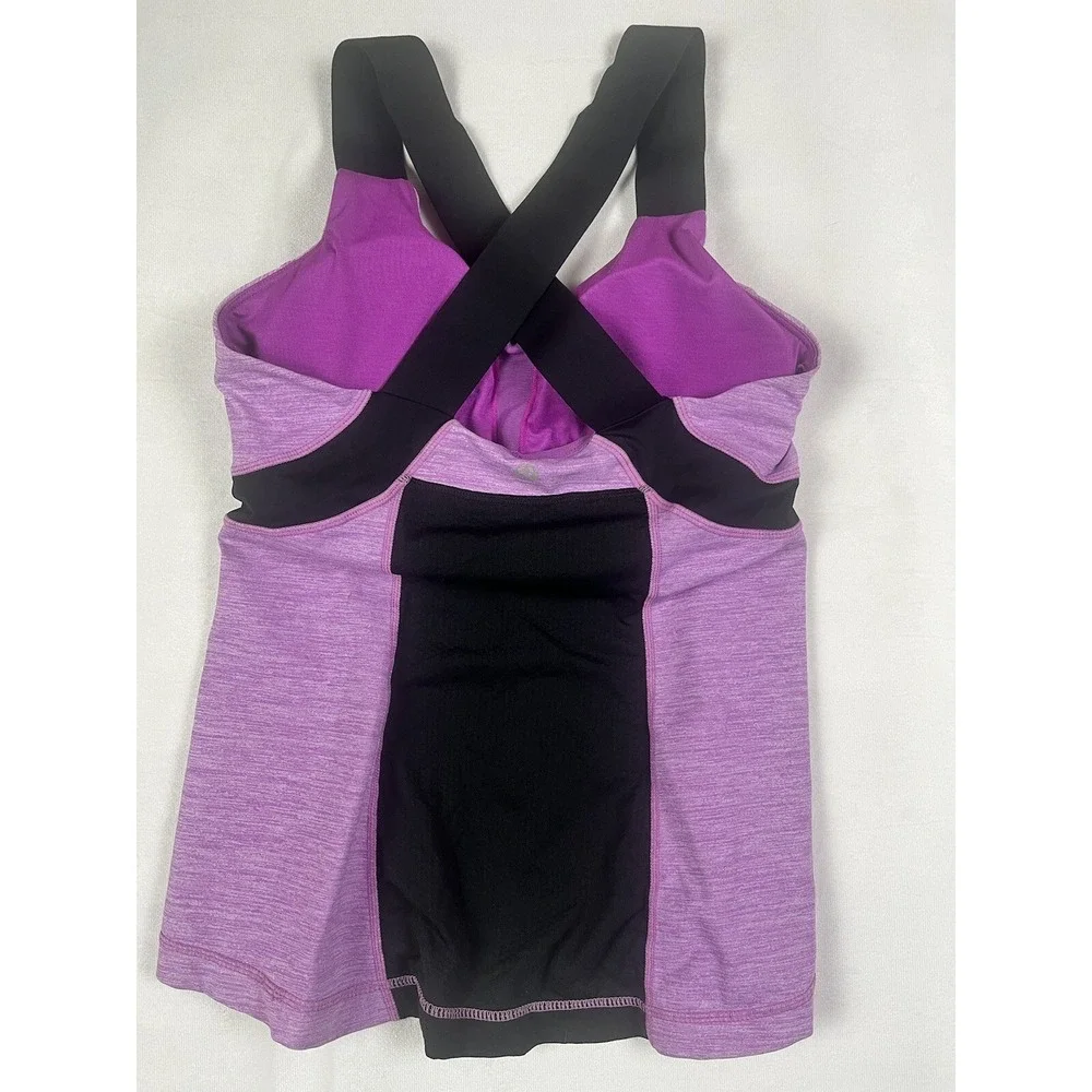 LULULEMON Push Your Limits Sz 6 Purple Black Accent Criss Cross Back Tank Top